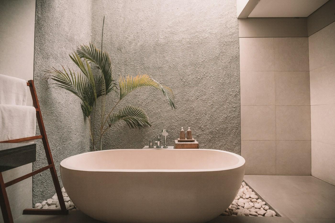 Sculptural soaking tub, stock placeholder photo